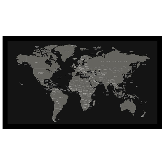 Billede af World Map - Gunmetal - Land