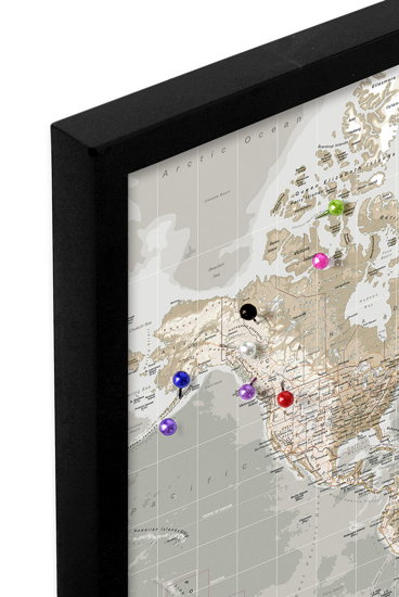 Billede af Pin Board - WorldMap - Grey