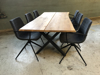 Billede af Claes spisebordssæt med 6 stk Ventus Down stole i mørk grå stof