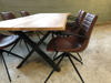 Billede af Claes spisebordssæt med 6 stk Ventus Down stole i kastanje PU læder
