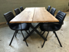 Billede af Claes spisebordssæt med 6 stk Ventus Post stole i sort PU læder