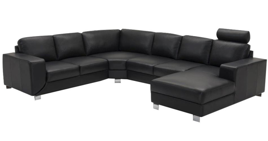 Billede af Ucreate sort hjørnesofa med chaiselong
