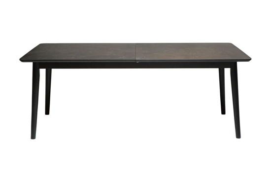 Billede af Dan-Form spisebord med sorte ben og sten laminat inkl. Tillægsplader