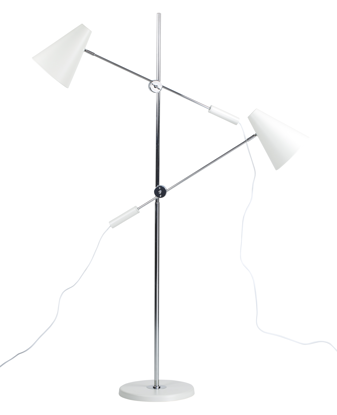 Vis detaljer for Standerlampe med 2 lamper, hvid Billede af Standerlampe med 2 lamper, hvid
