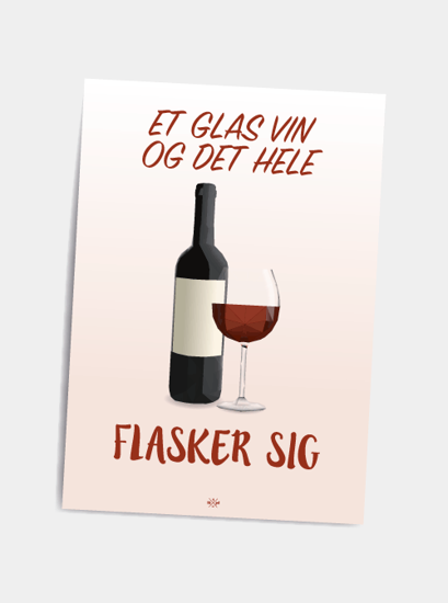 Billede af Et glas vin, A5 Kort