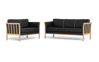 Billede af Larvik 3+2 pers. sofa, bøg & læder