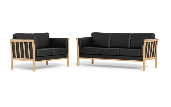 Billede af Larvik 3+2 pers. sofa, bøg & læder