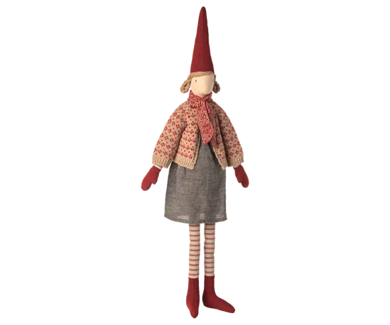 Billede af Nisse, str. 4 - Pige m. nederdel og cardigan