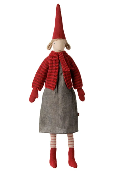 Billede af Nisse, str. 4 - Pige m. stribet strikket cardigan